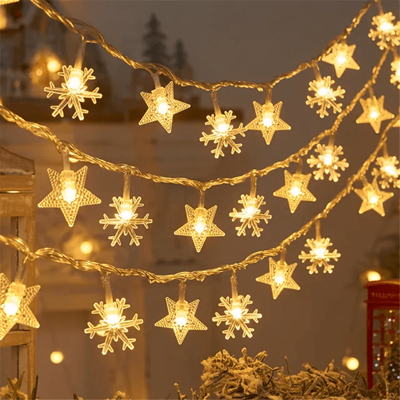 1,5-3m Jultema LED-strängljus, Ljusslinga för Julen - Śnieżynki, Renifery, Gwiazda, Choinka