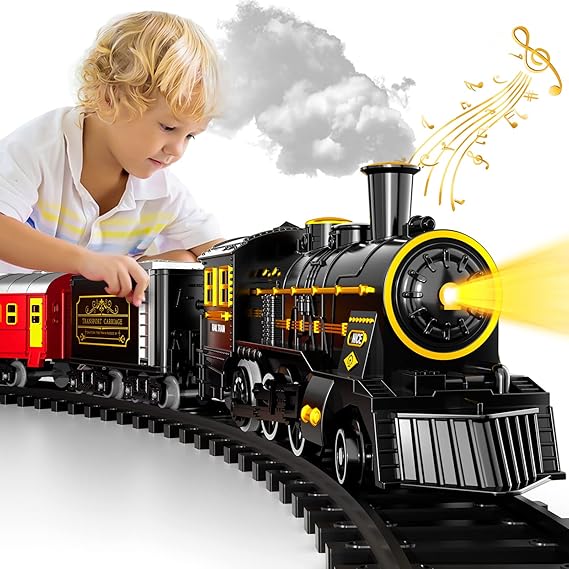 RailRush - Akumulatorowy elektryczny zestaw kolejowy z realistycznymi dźwiękami i łatwymi do zbudowania torami