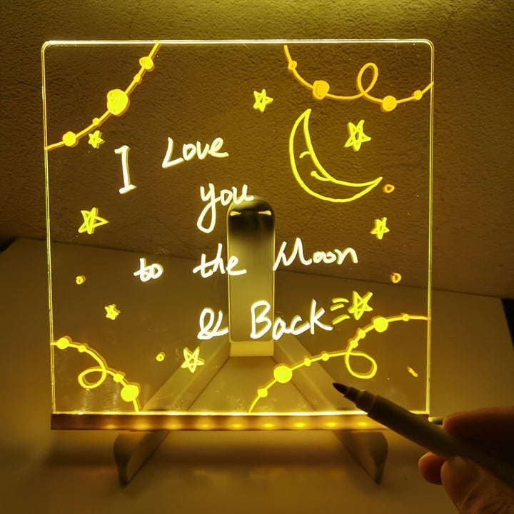 RoyaleGlow USB LED Tablica Notatowa z 12 Kredkami Kolorowymi - Świecąca Tablica do Wiadomości do Biura i Domu