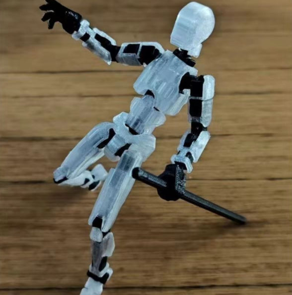 Pomarańczowy ruchomy robot z druku 3D