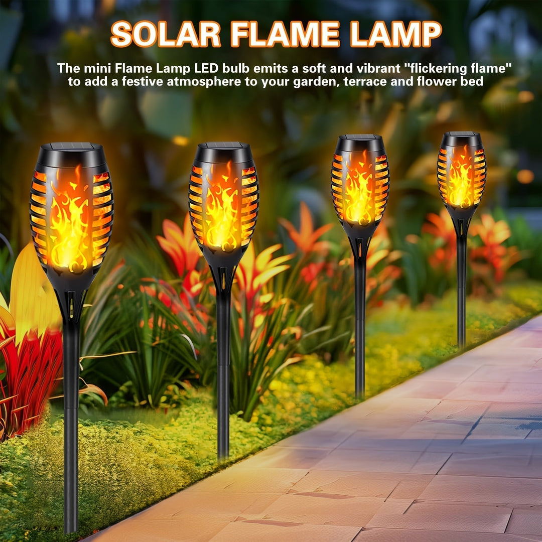 Lampa solarna z płonącym ogniem do ścieżek w ogrodzie