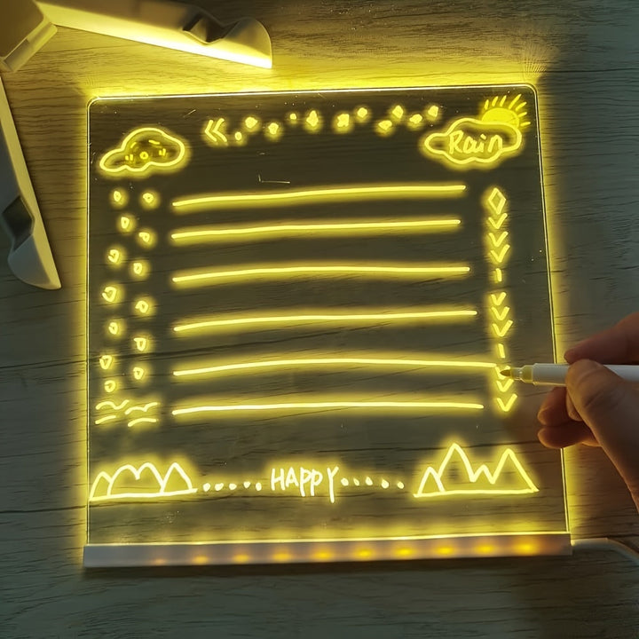 RoyaleGlow USB LED Tablica Notatowa z 12 Kredkami Kolorowymi - Świecąca Tablica do Wiadomości do Biura i Domu
