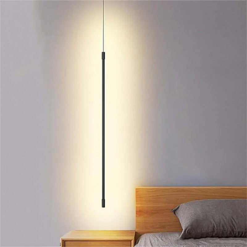 Lampa Wisząca Slim Czarny Metal Lampa Nocna
