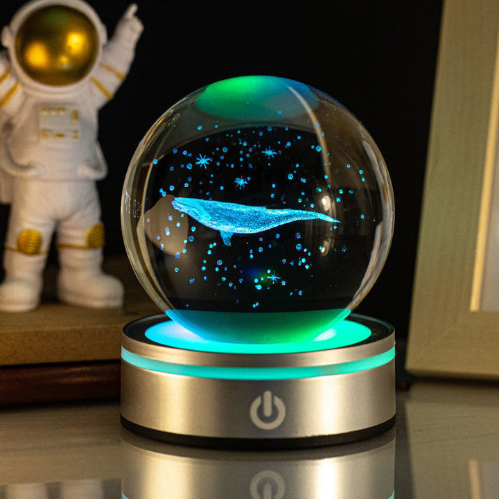 Lampka nocna kryształowa kula 3D z grawerem wewnątrz