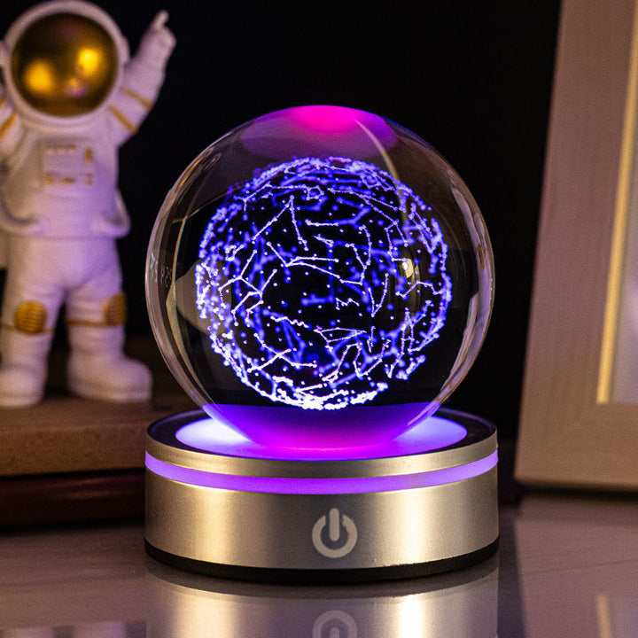 Lampka nocna kryształowa kula 3D z grawerem wewnątrz