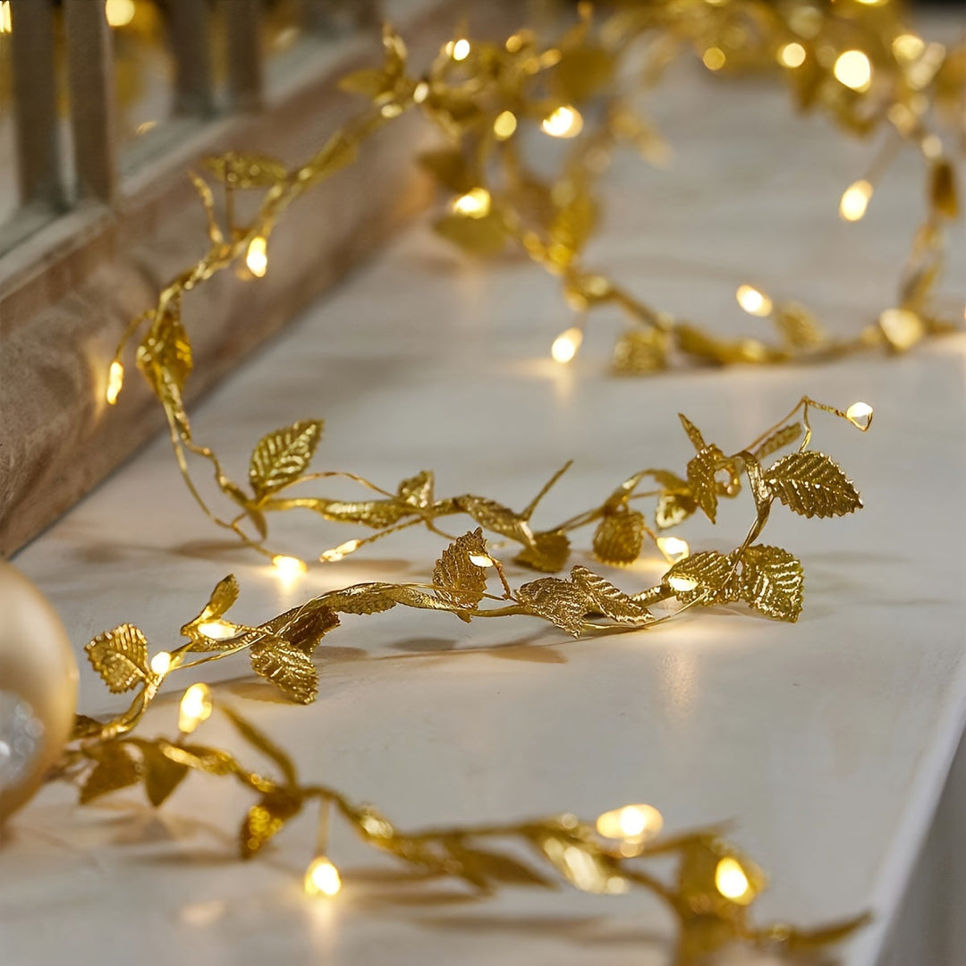 Złote Liście Świeczki LED - Eleganckie Oświetlenie na Stół i Imprezy