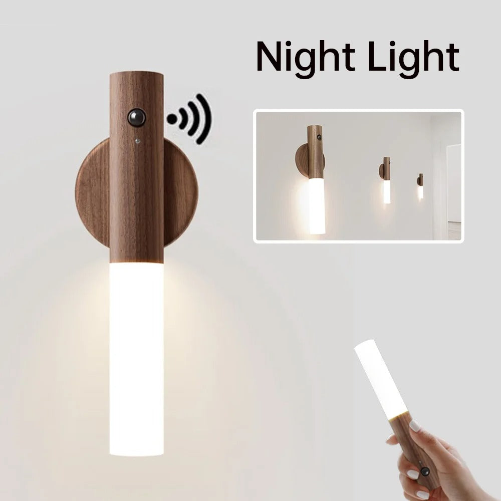 Ładowalna lampa ścienna LED – Lampa z czujnikiem ruchu USB z magnesem do sypialni, salonu i schodów