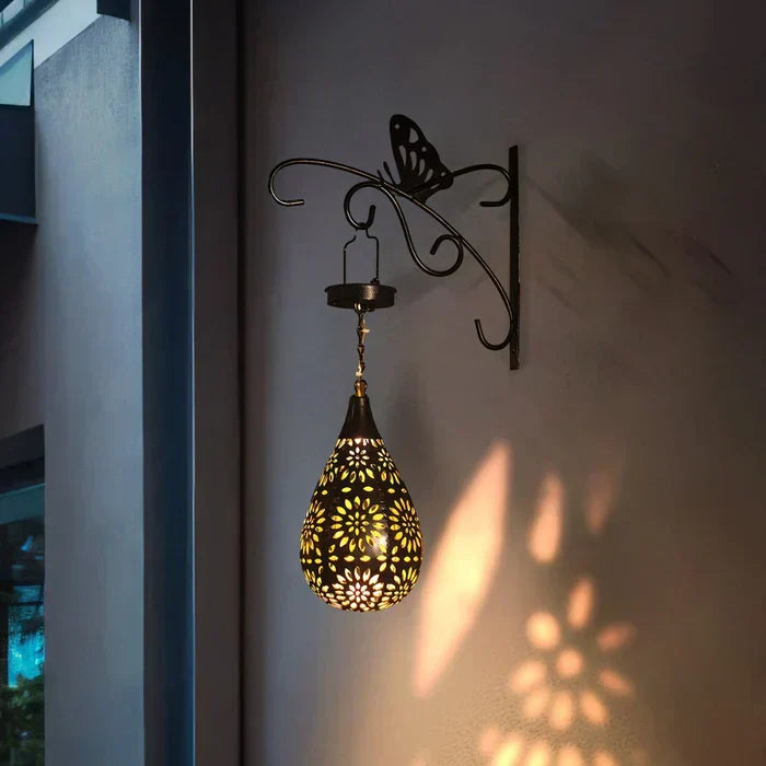 Lampa ogrodowa zasilana energią słoneczną i odporna na warunki atmosferyczne w kwiatowym wzorze - Dla stylowego oświetlenia na zewnątrz