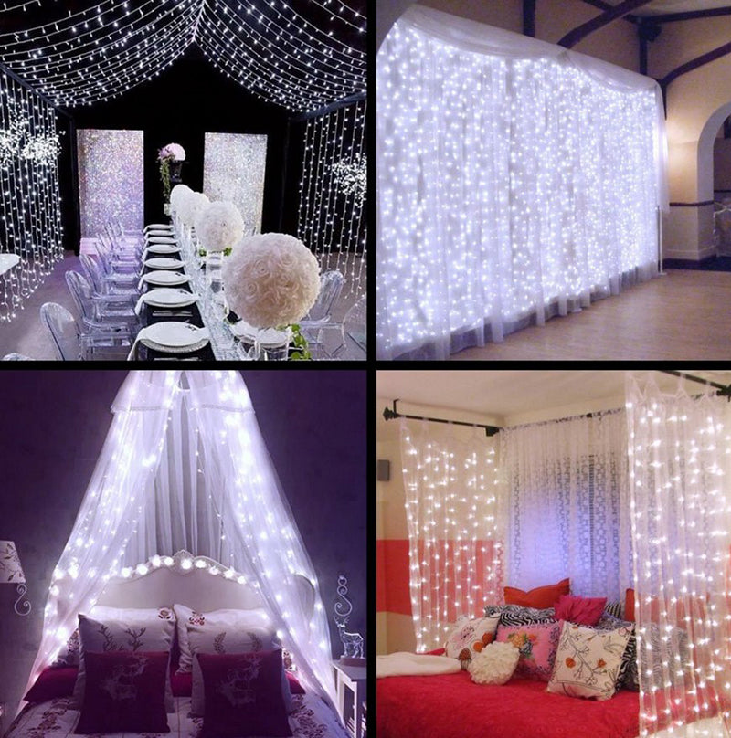 Elegancka LED Zasłona Świąteczna – zdalnie sterowana z timerem i 8 trybami świetlnymi