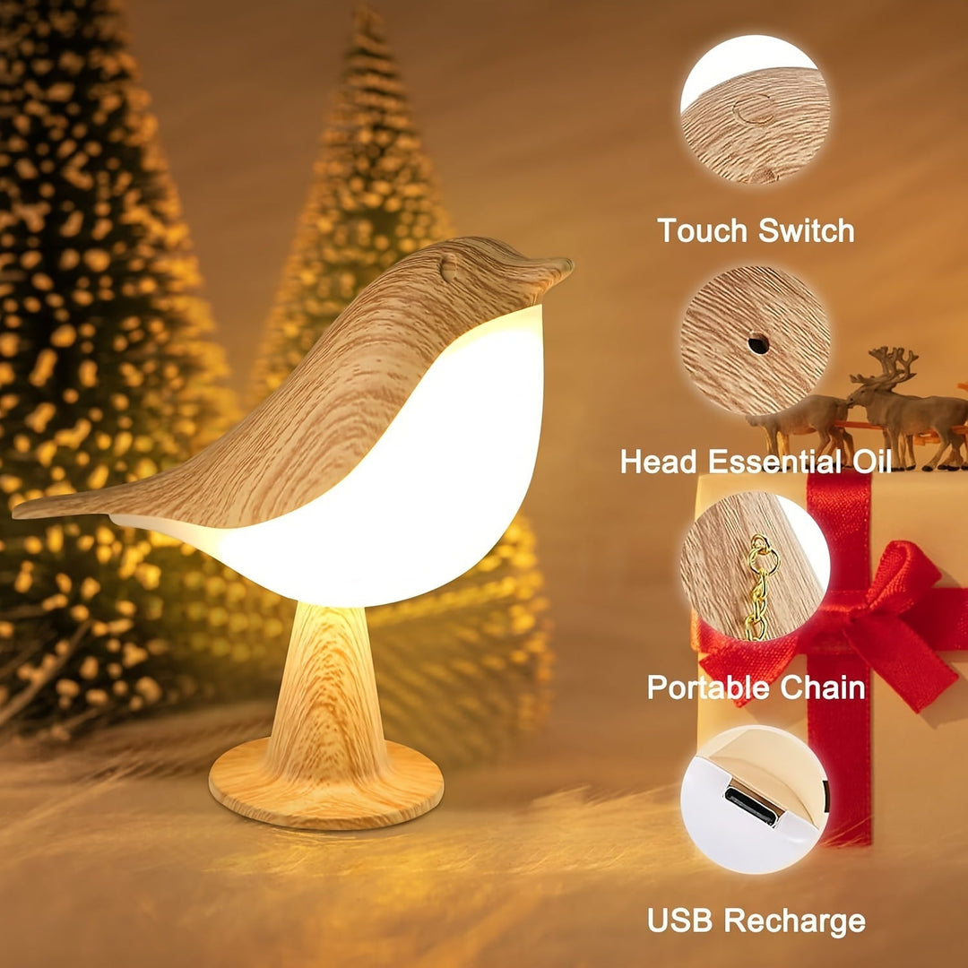 Lampa LED w Kształcie Ptaka z Aromadiffuzorem – Ładowana przez USB Nocna Lampa i Lampa do Czytania z 3 Temperaturowymi Barwami