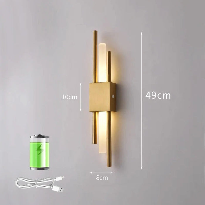 LED Staggered Bezprzewodowa Lampa Ścienna – Ładowanie przez USB do Wnętrz Nowoczesnego Oświetlenia Domowego