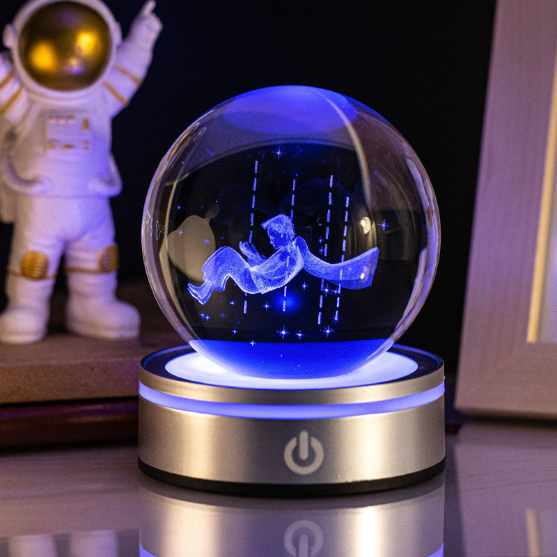Lampka nocna kryształowa kula 3D z grawerem wewnątrz