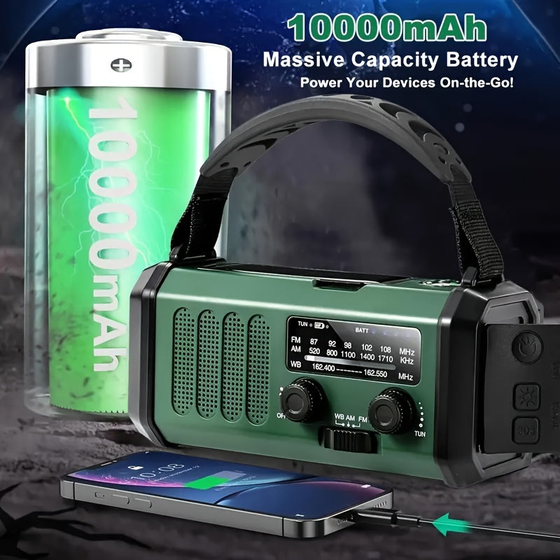 Carvallo X10 Radio awaryjne z powerbankiem 10.000 mAh | Słońce, korba i USB-C | Lampa LED, alarm SOS i kompas | AM/FM/NOAA