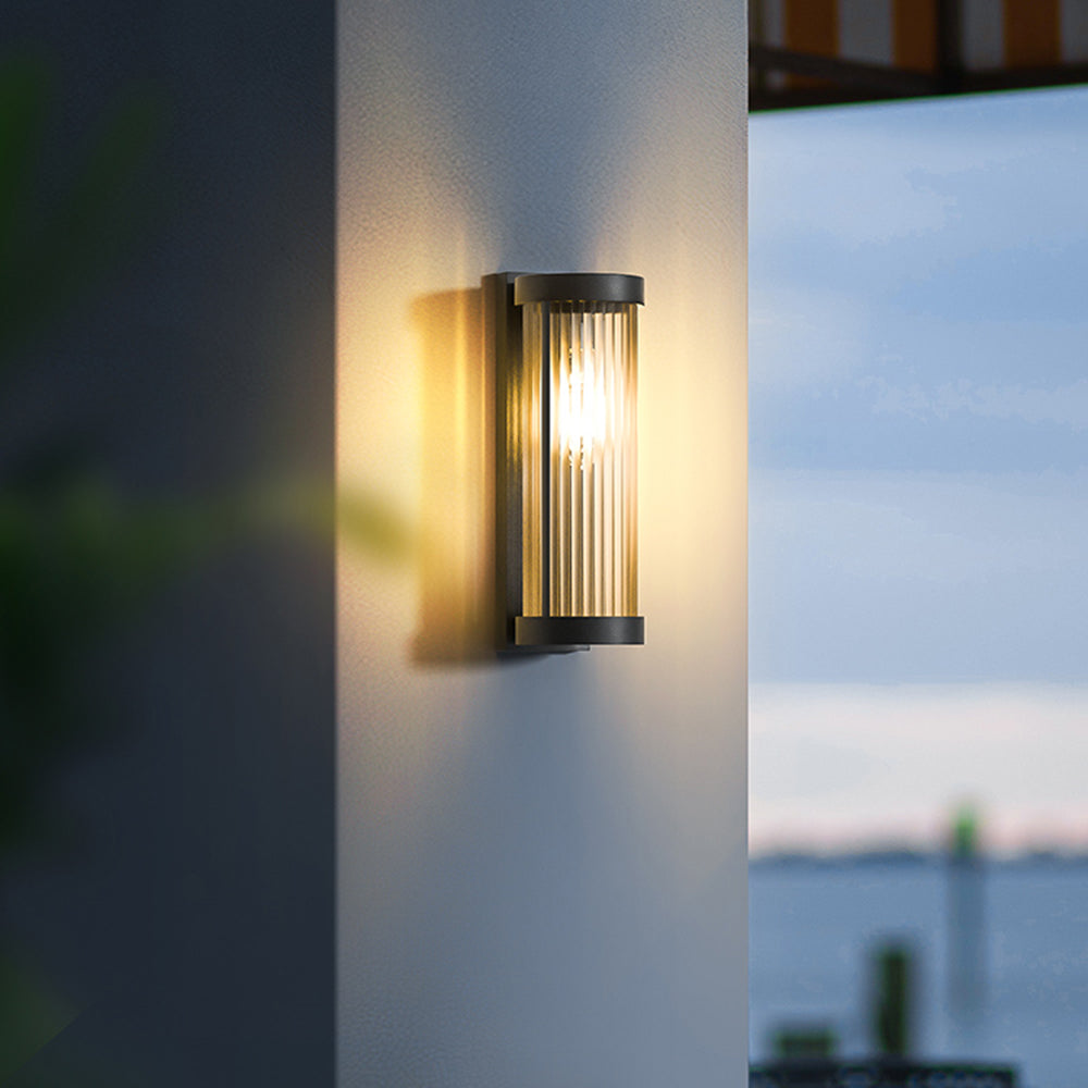Nowoczesna Lampa Ścienna na Zewnątrz ze Szkła i Metalu