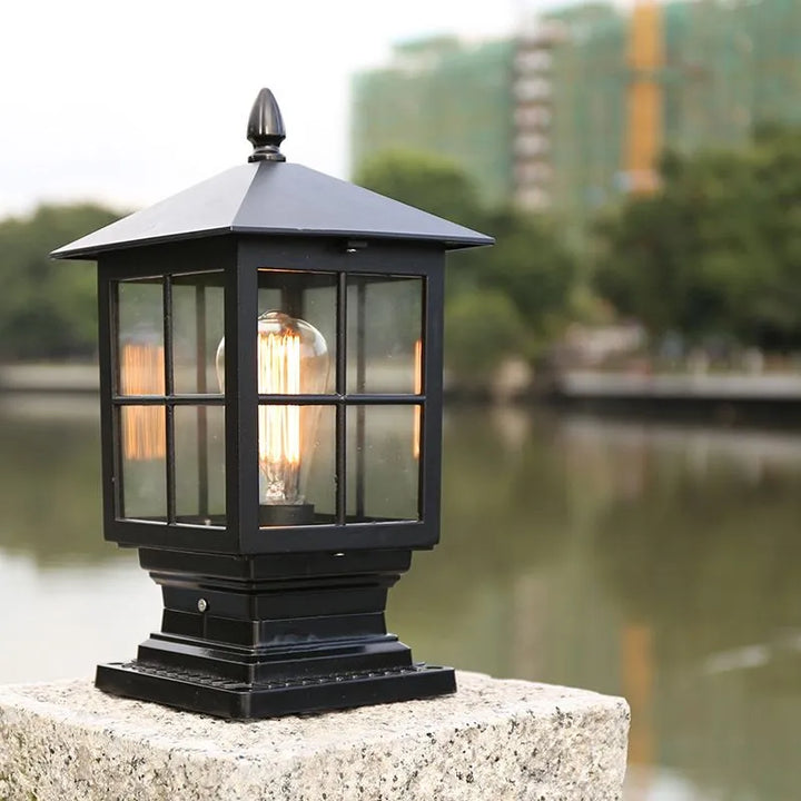 Lampa Zewnętrzna Czarna Metalowa Lampa Słupowa