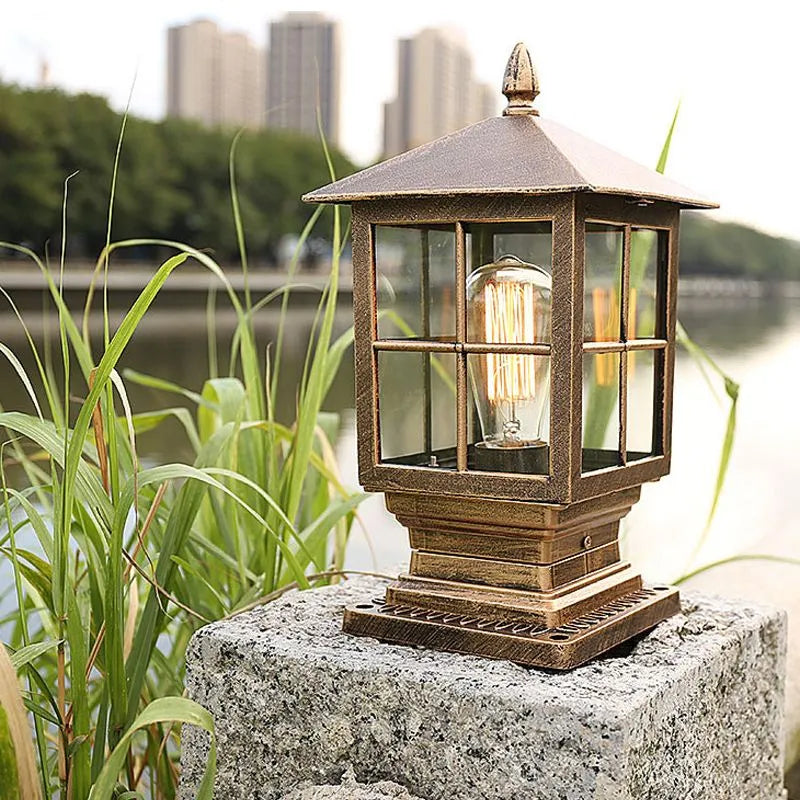 Lampa Zewnętrzna Czarna Metalowa Lampa Słupowa