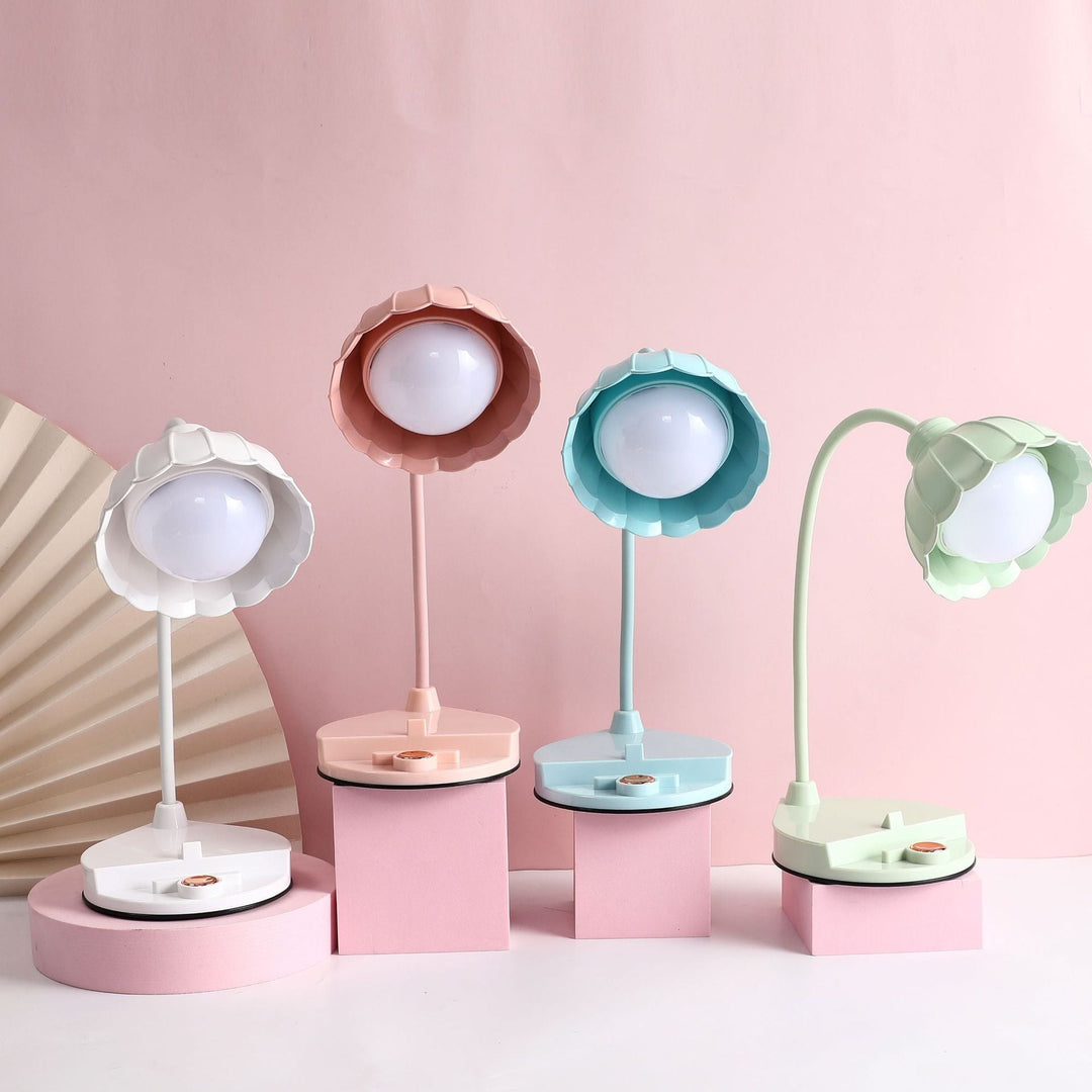Ładowalna lampa stołowa LED z dotykowym włącznikiem – Skandynawski design kwiatowy