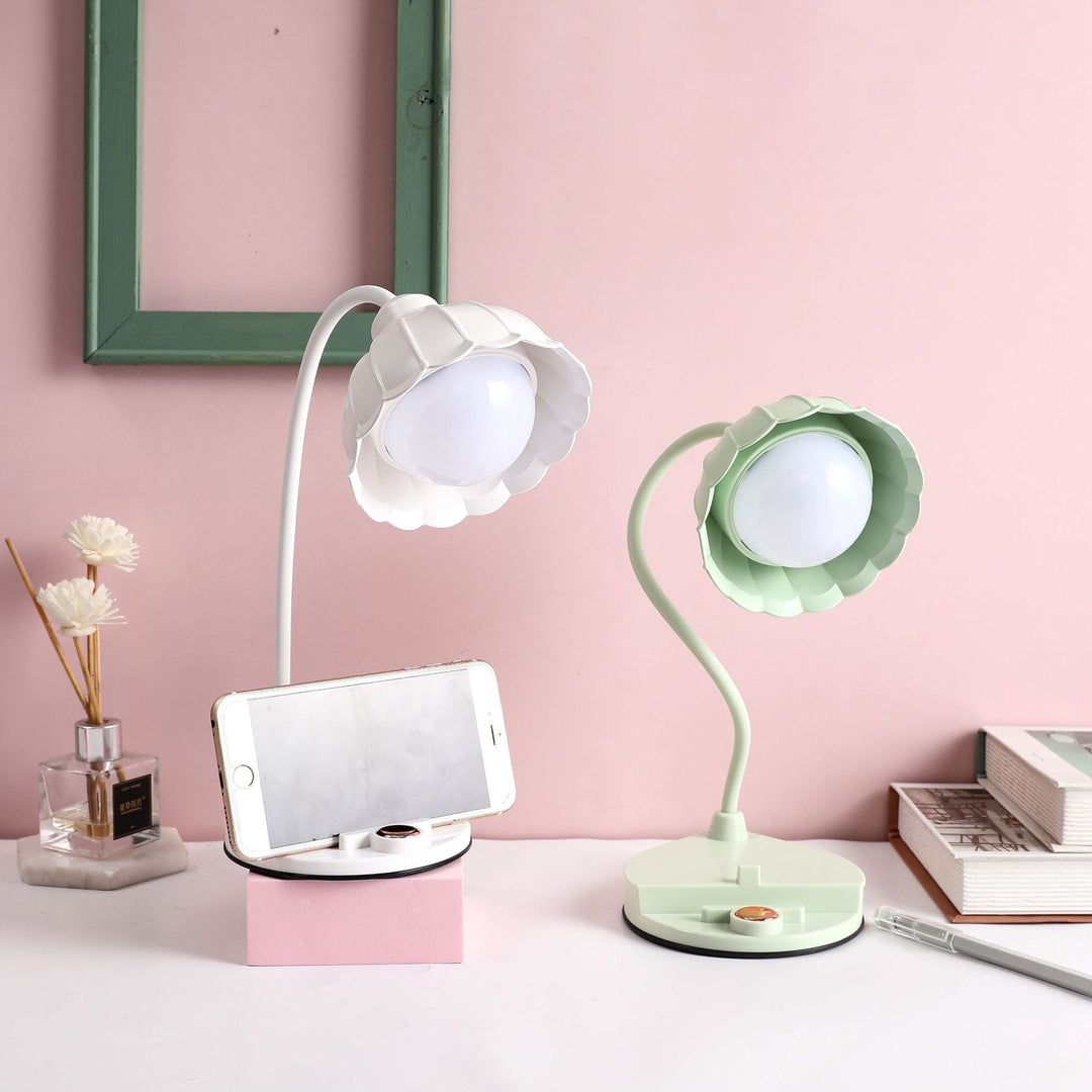 Ładowalna lampa stołowa LED z dotykowym włącznikiem – Skandynawski design kwiatowy