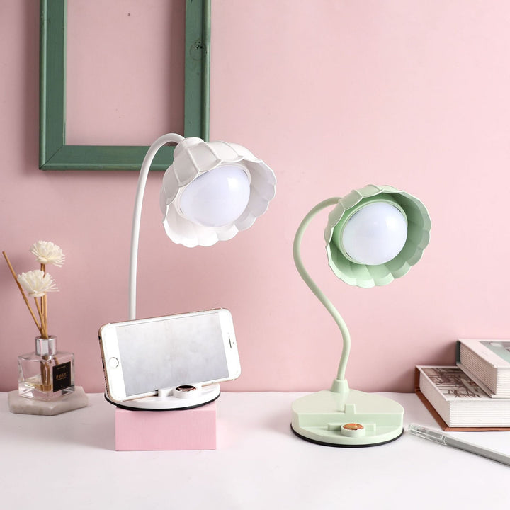 Ładowalna lampa stołowa LED z dotykowym włącznikiem – Skandynawski design kwiatowy