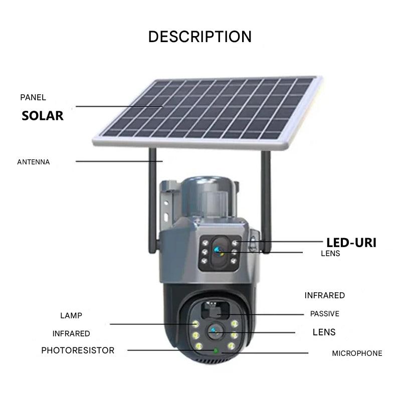 4K bezprzewodowa kamera bezpieczeństwa – inteligentne monitorowanie na zewnątrz z powiadomieniami o ruchu i ładowaniem solarnym