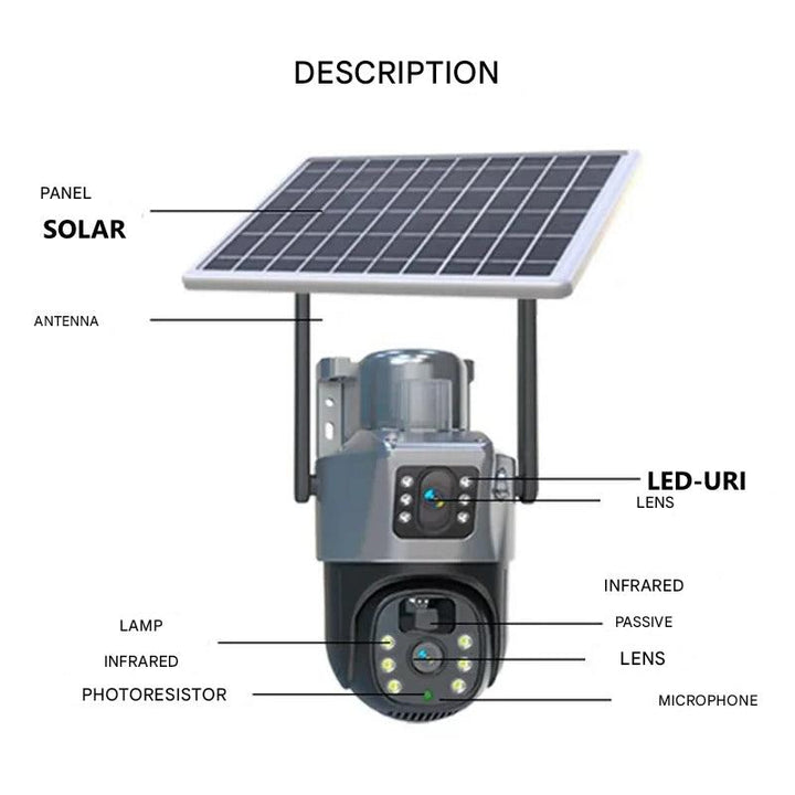 4K bezprzewodowa kamera bezpieczeństwa – inteligentne monitorowanie na zewnątrz z powiadomieniami o ruchu i ładowaniem solarnym