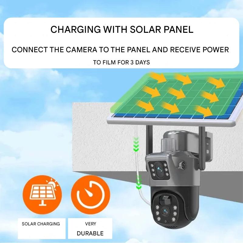 4K bezprzewodowa kamera bezpieczeństwa – inteligentne monitorowanie na zewnątrz z powiadomieniami o ruchu i ładowaniem solarnym