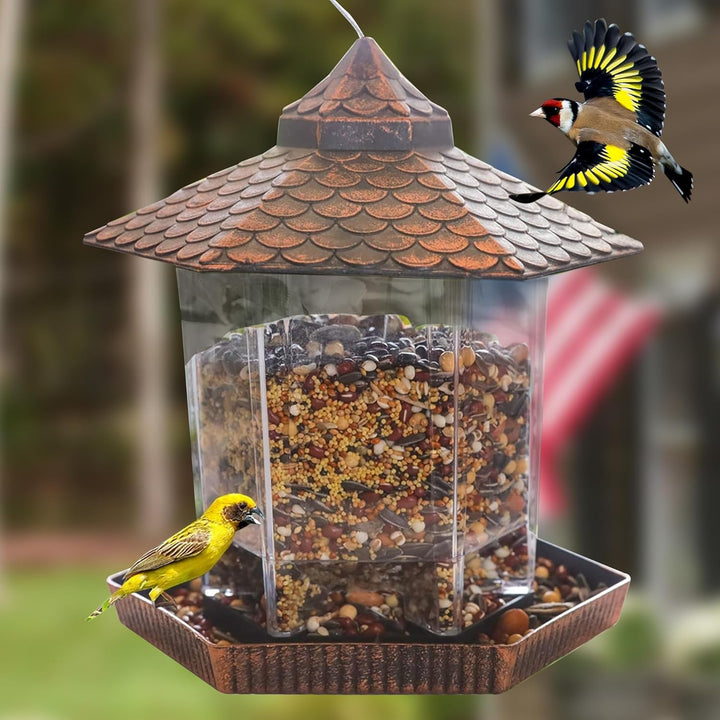 Wiszący Karmnik dla Ptaków z Miedzianym Dachem na Zewnątrz