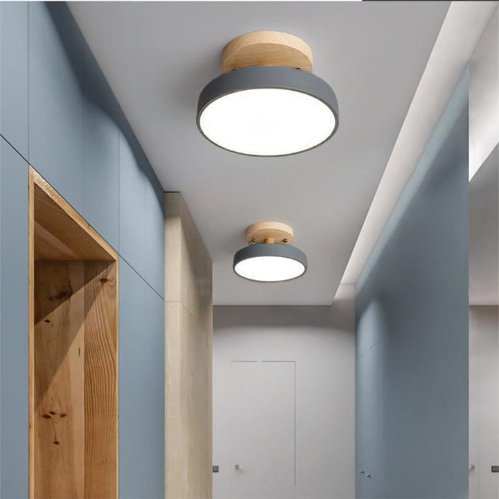 Lampa sufitowa LED z drewna