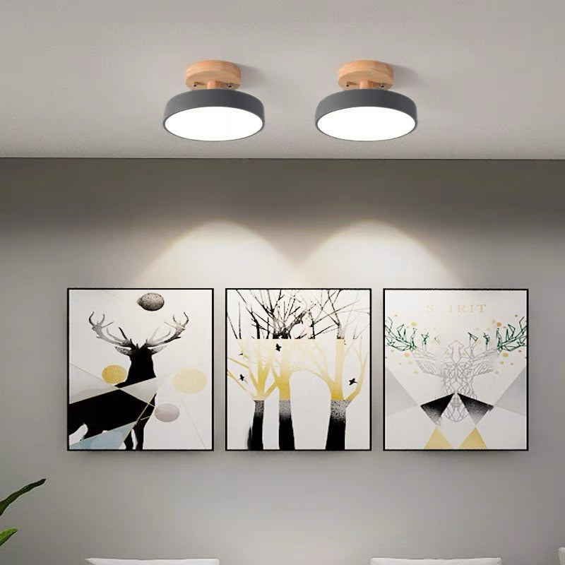 Lampa sufitowa LED z drewna