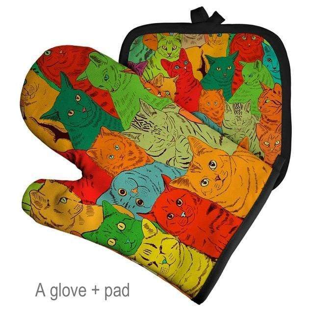 CozyPaws - Urocze, inspirowane kotami, odporne na ciepło rękawice do pieczenia
