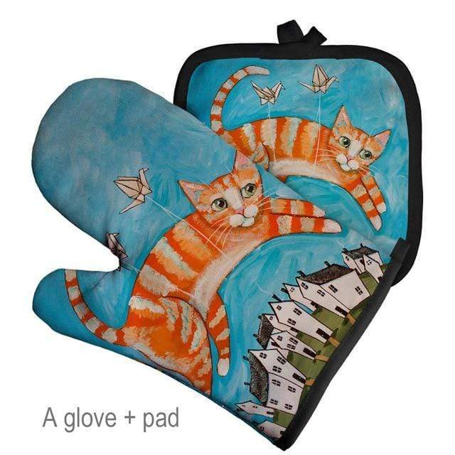 CozyPaws - Urocze, inspirowane kotami, odporne na ciepło rękawice do pieczenia