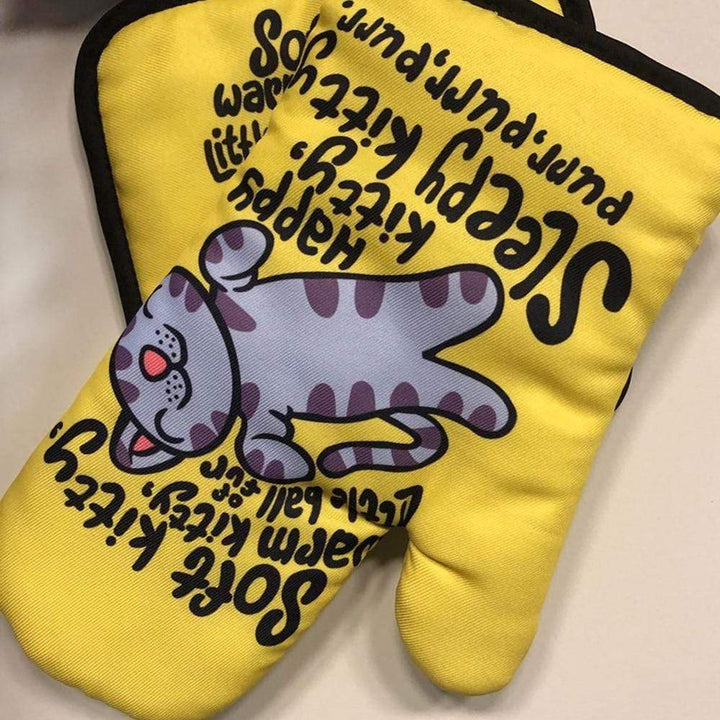 CozyPaws - Urocze, inspirowane kotami, odporne na ciepło rękawice do pieczenia