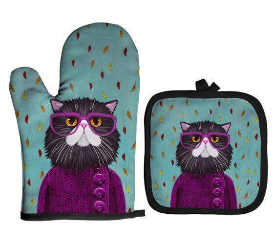 CozyPaws - Urocze, inspirowane kotami, odporne na ciepło rękawice do pieczenia