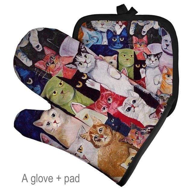 CozyPaws - Urocze, inspirowane kotami, odporne na ciepło rękawice do pieczenia
