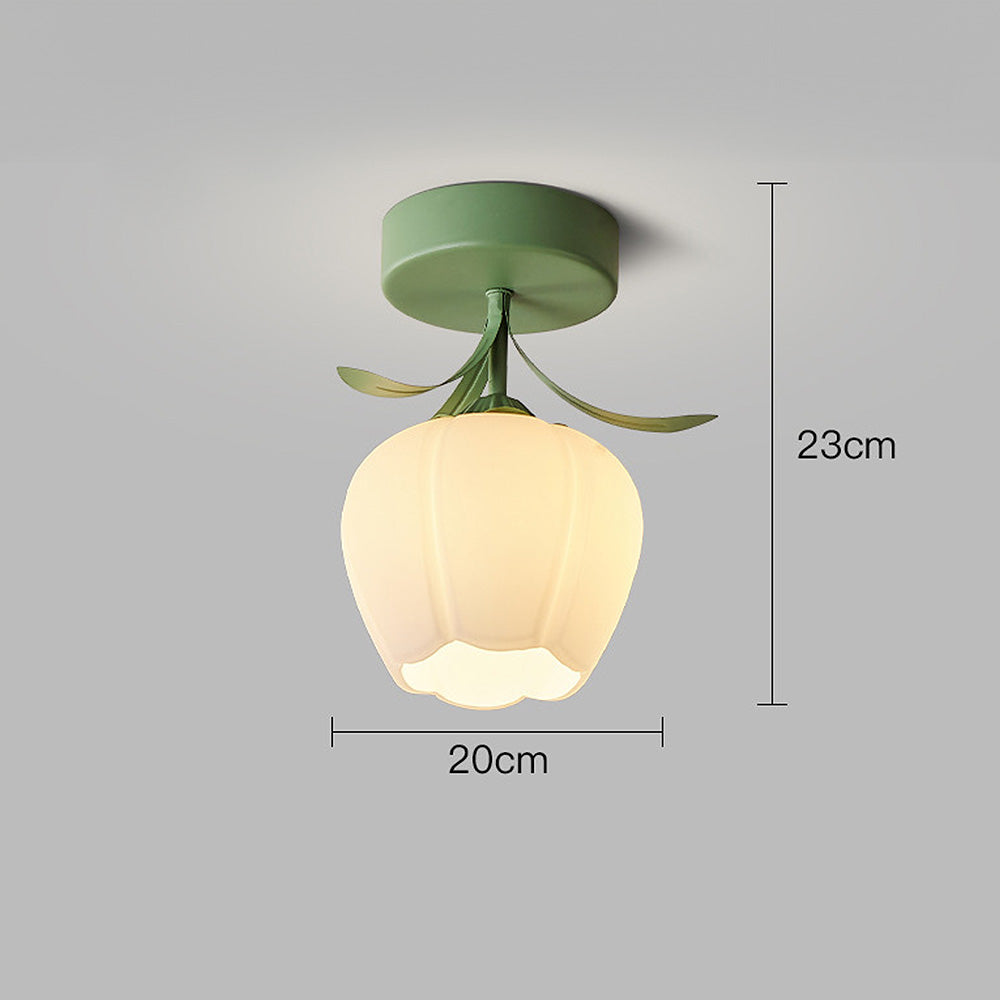 Lampa sufitowa z kwiatowym wzorem na szkle