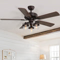 Rustykalny wentylator sufitowy 52 cale z pilotem i 3 lampami LED
