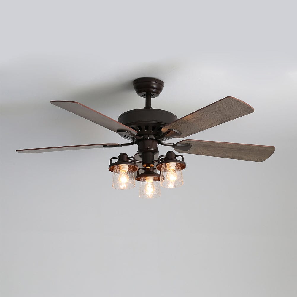 Rustykalny wentylator sufitowy 52 cale z pilotem i 3 lampami LED