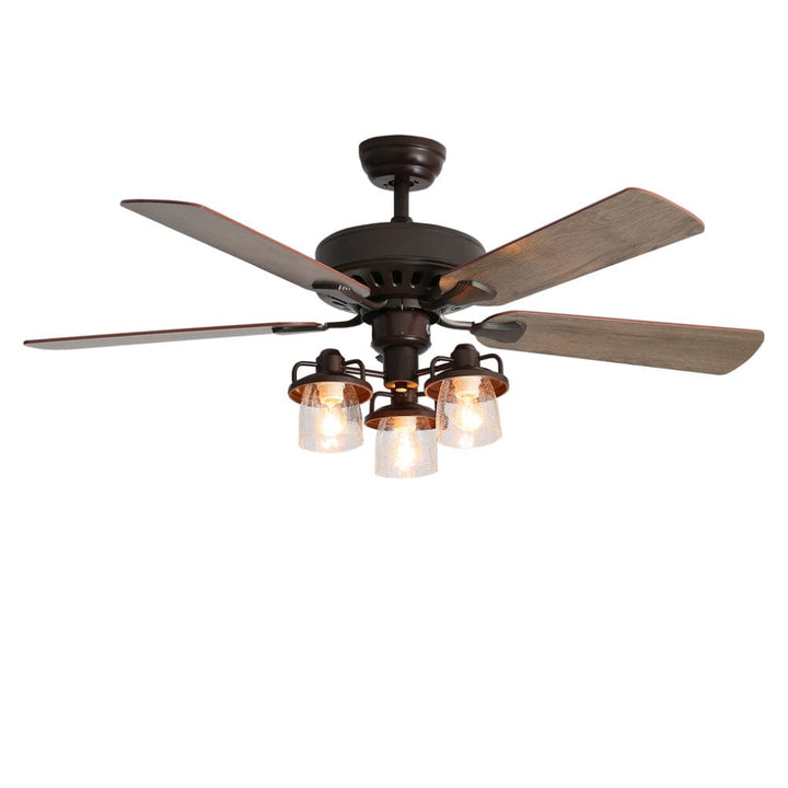 Rustykalny wentylator sufitowy 52 cale z pilotem i 3 lampami LED
