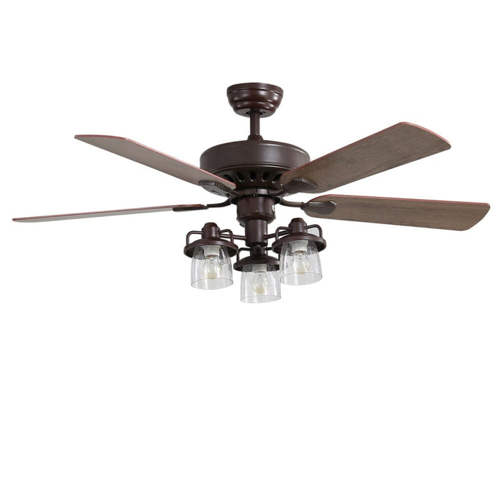 Rustykalny wentylator sufitowy 52 cale z pilotem i 3 lampami LED