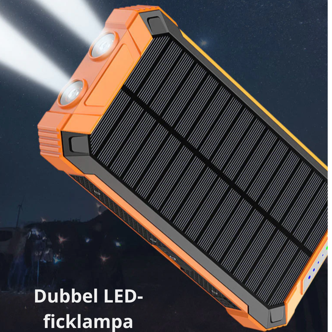 Powerbank solarny z podwójnym ładowaniem (USB i energia słoneczna)