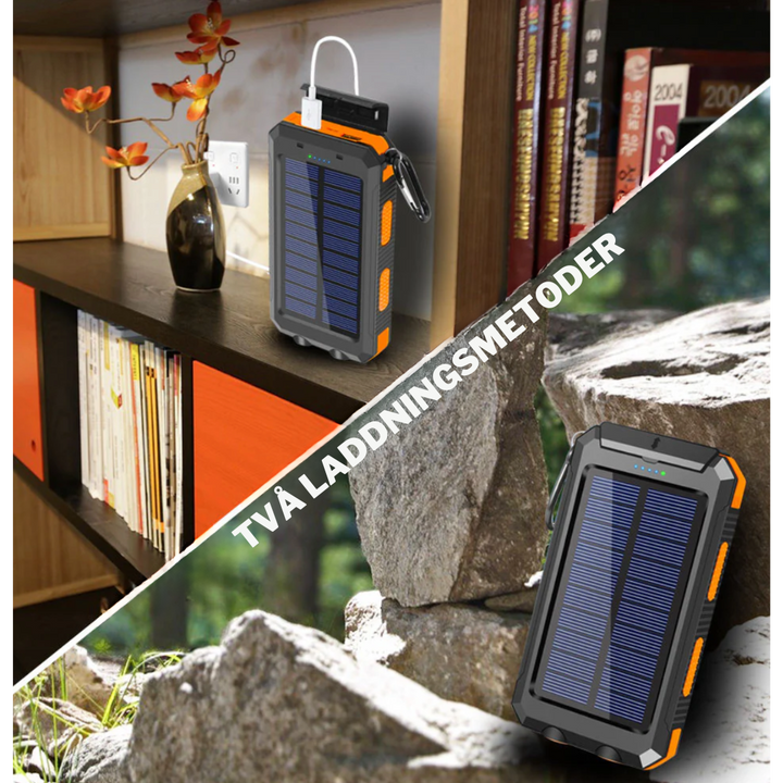 Powerbank solarny z podwójnym ładowaniem (USB i energia słoneczna)