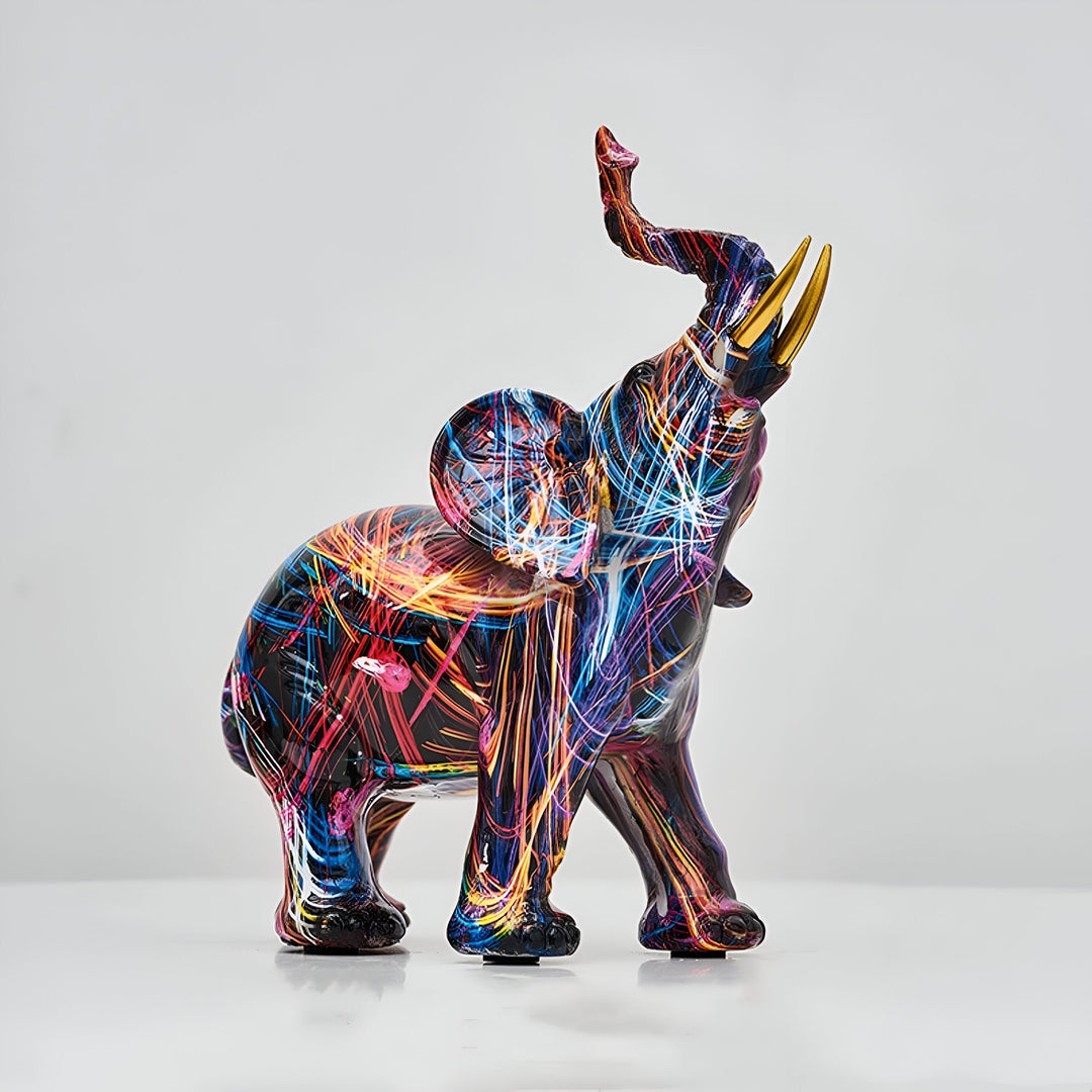 VividElephant – Abstrakcyjna, wielokolorowa statua słonia