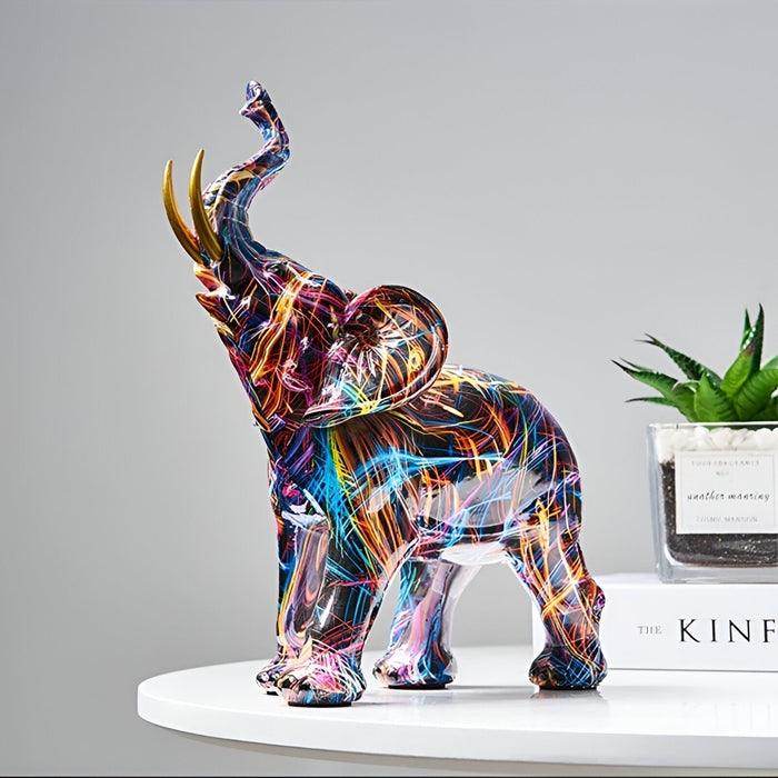 VividElephant – Abstrakcyjna, wielokolorowa statua słonia