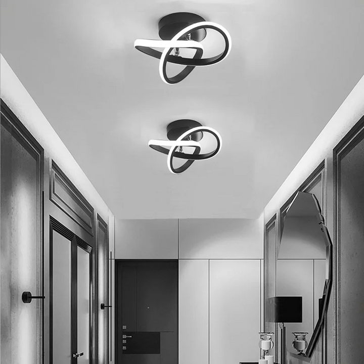 Lampa sufitowa z LED Czarna metalowa rama