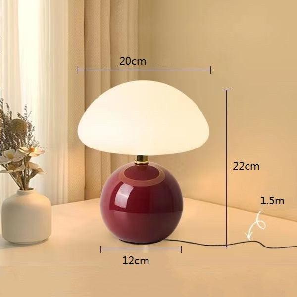 Lampa stołowa kremowa ceramiczna LED w kształcie grzyba