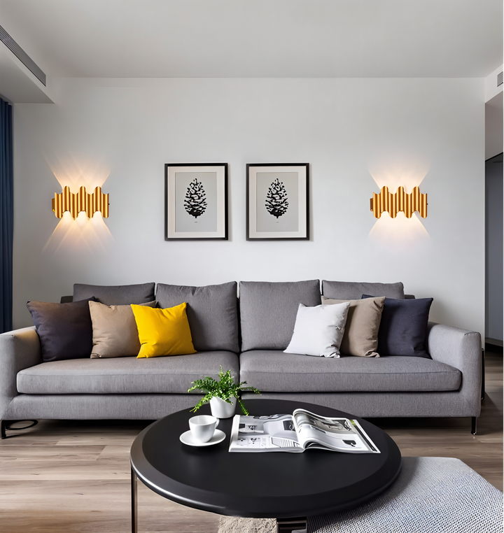 GlamWave Lampa Ścienna - Luksusowa czarno-złota lampa LED do eleganckich wnętrz