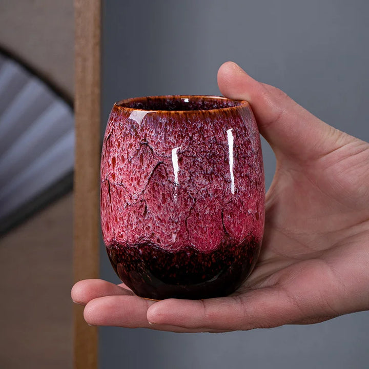 Marmurowy Ceramiczny Kubek do Kawy | 10oz z Złotym Uchem | Elegancki Wzór Wiru