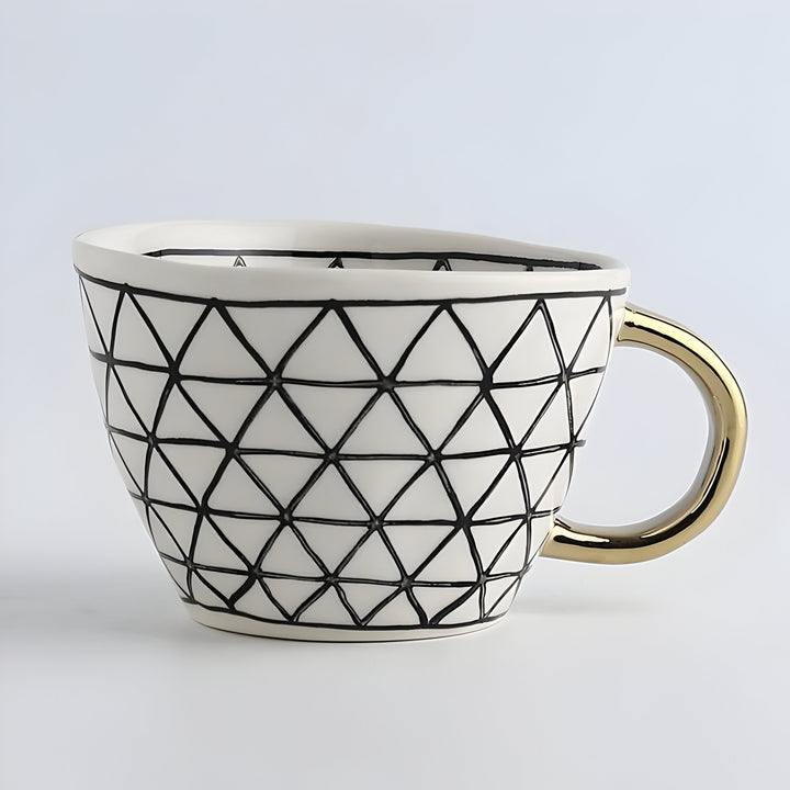 Kubek ceramiczny z geometrycznym wzorem – Stylowy i nowoczesny | Idealny do kawy lub herbaty