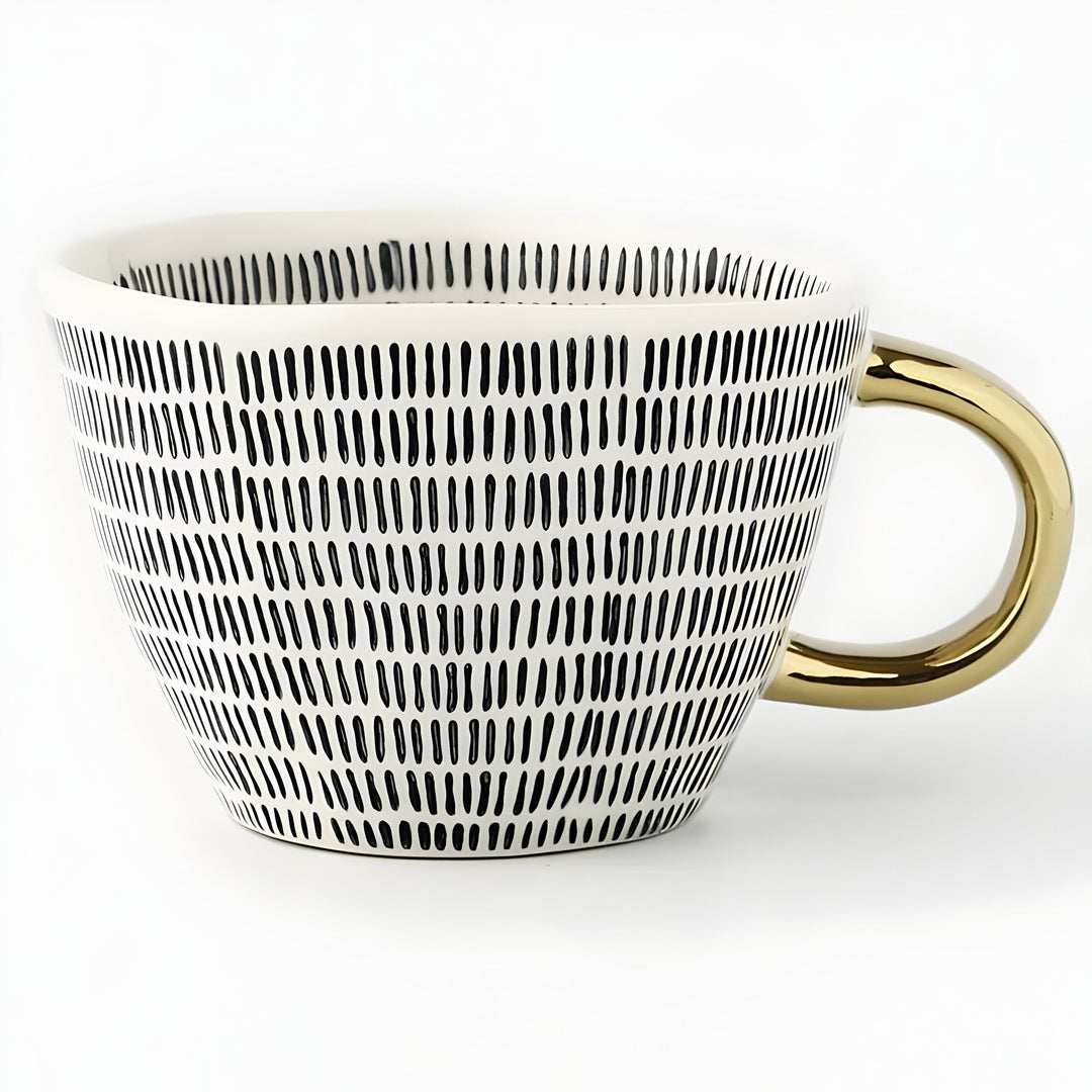Kubek ceramiczny z geometrycznym wzorem – Stylowy i nowoczesny | Idealny do kawy lub herbaty