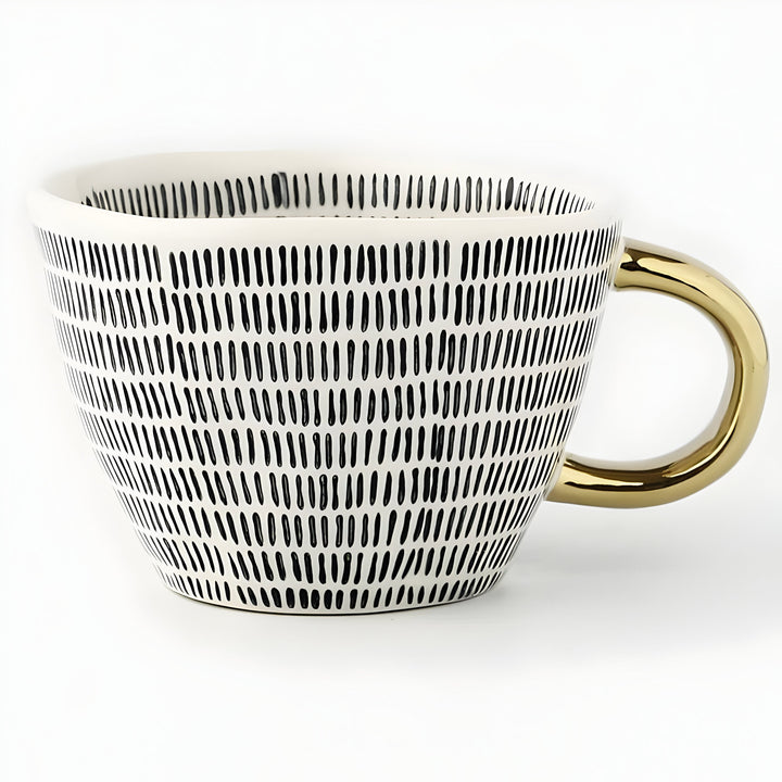 Kubek ceramiczny z geometrycznym wzorem – Stylowy i nowoczesny | Idealny do kawy lub herbaty